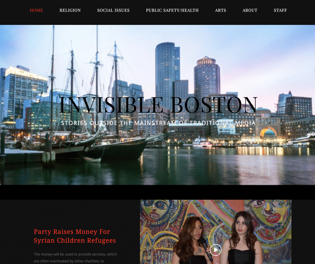 homepage of invisible boston