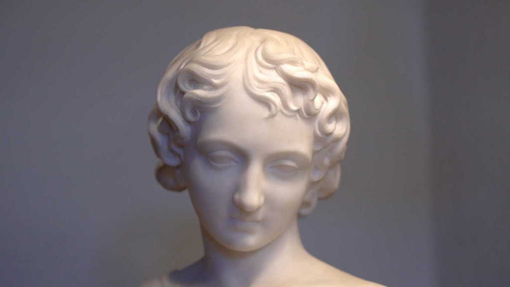 White marble head of a man.