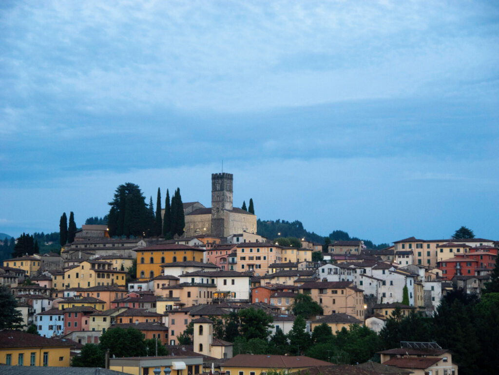 A view of the colorful hilltop village of Barga in Tuscany.