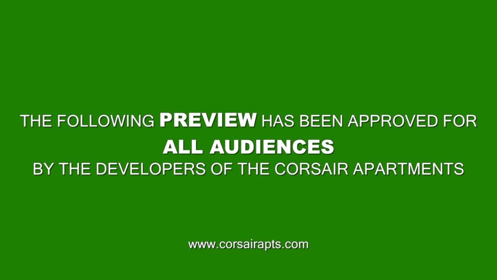 A green screen with the typical "coming attractions" wording.